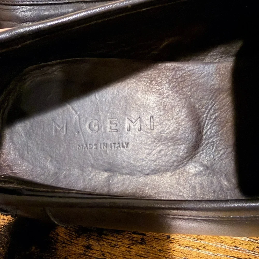 M.Gemi Mens Black Leather Penny Loafers Made in Italy Size 45 9861